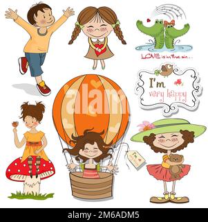 Very happy people, items set in vector format isolate on white background Stock Photo