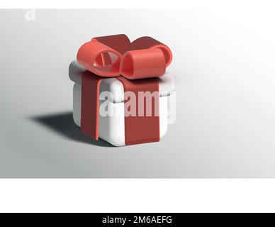 3D gift icon. white box with red bow. vector illustration EPS10 Stock Vector
