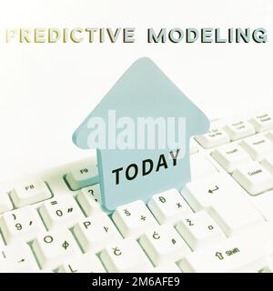 Sign displaying Predictive Modeling, Word for maintenance strategy driven by predictive analytics Stock Photo
