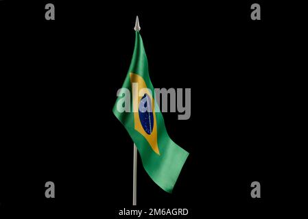 The Brazilian flag on a black background Stock Photo