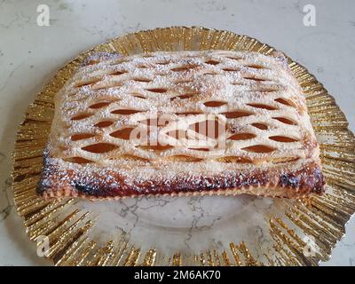 puff pastry cake with apricot jam Stock Photo