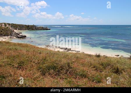 indian ocean at rocky bay at rottnest island in australia Stock Photo