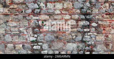 Symmetrical Loft Studio Backdrop Textured Background Shabby Dirty Whitewashed Plaster Old Bricks Wallpaper Grunge Style Design Stock Photo