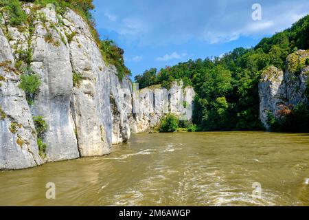 Danube Breakthrough, Weltenburg Narrows Nature Reserve on the Danube River, Lower Bavaria, Bavaria, Germany Stock Photo