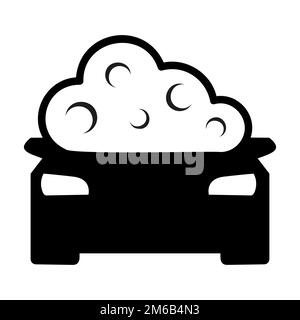 Car wash icon black with bubble flat design vector. Car care and detailing Stock Vector