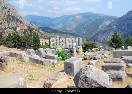 Delphi, ancient sacred precinct, Archaeological Site, Greece, Europe, UNESCO World Heritage Site Stock Photo