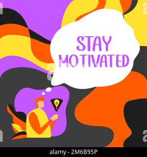 Text caption presenting Stay Motivated. Word for Reward yourself every time you reach a goal with knowledge Stock Photo