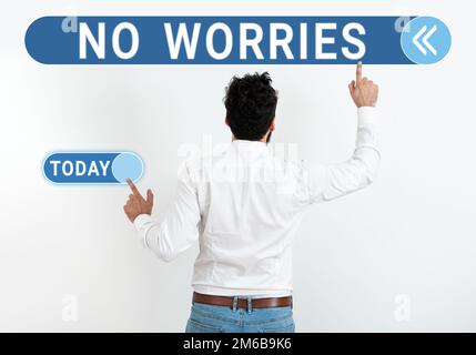 Hand writing sign No Worries. Internet Concept an expression used to say that everything is all right Stock Photo
