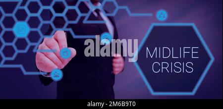 Writing displaying text Midlife Crisis. Business idea Software development technique Decomposing an application Stock Photo