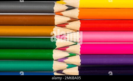 Pencils with tips in zigzag composition Stock Photo