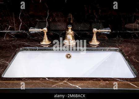 A modern bathroom - detail view of bath sink Stock Photo