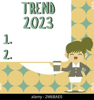 Writing displaying text Trend 2023. Word for things that is famous for short period of time in current year Stock Photo