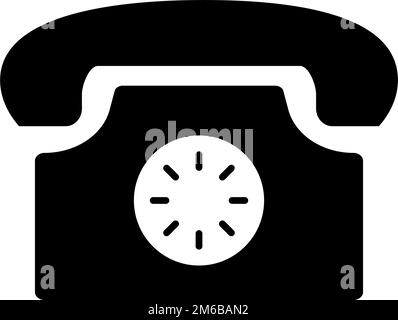 Rotary dial phone silhouette icon. Editable vector. Stock Vector