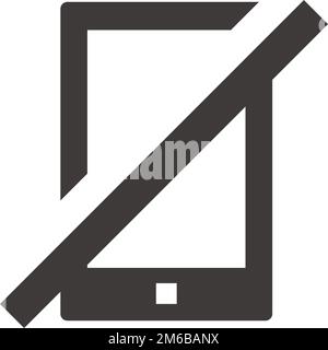 No cell phone allowed silhouette. No cell phone use. Editable vector. Stock Vector