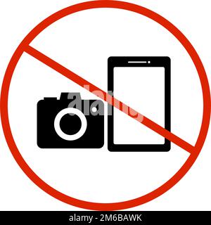 No photography sign. No camera or smart phone allowed. Editable vector. Stock Vector
