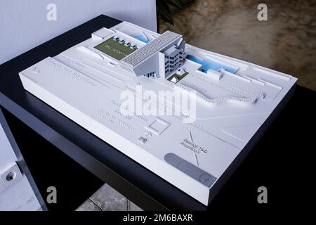 BARCELONA, SPAIN - DECEMBER 27, 2022: Model made for the blind with braille of the Disseny Hub (Museum of Design) Stock Photo