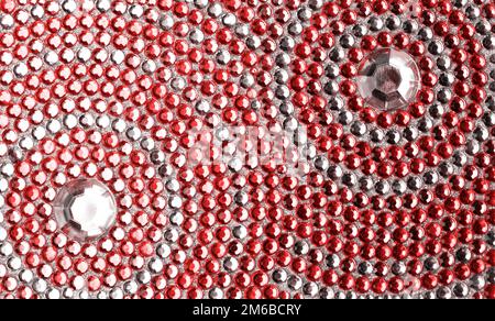 Red and silver texture with crystals Stock Photo