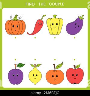 Find the couple. Simple educational game for kids Stock Photo