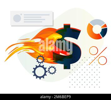 US Dollar Currency on Fire - Stock Illustration  as EPS 10 File Stock Vector