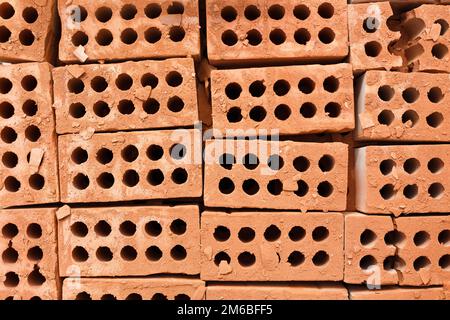 Bricks at the construction site - top view Stock Photo