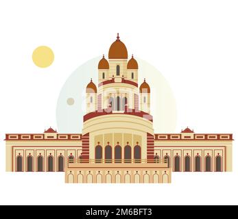 Kolkata City - Dakshineswar Kali Temple -  Icon Illustration as EPS 10 File Stock Vector