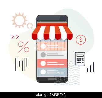Mobile - Online Store Analytics - Stock Illustration as EPS 10 File Stock Vector