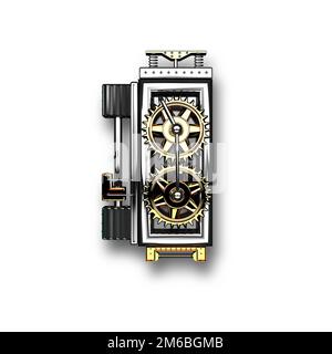 I isolated metal letter with gears on white background Stock Photo