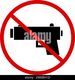 Gun prohibition and regulations. No pistol allowed. Editable vector. Stock Vector