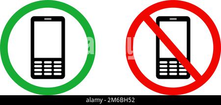 Cell Phone Restriction and Permission Icon Set. Editable vector. Stock Vector