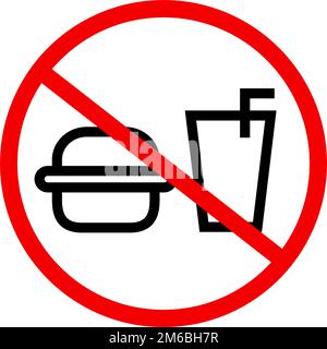 No eating or drinking sign. Food and Beverage Rules. Editable vector. Stock Vector