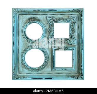 Picture photo frame antique of blue color Stock Photo