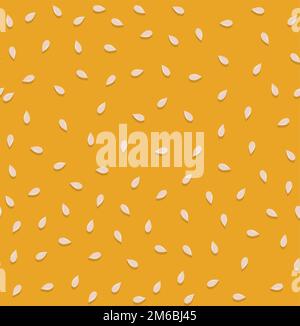 Sesame seeds on fresh yummy bread bun, seamless pattern. Repeating vector background. Eps 10 Stock Vector