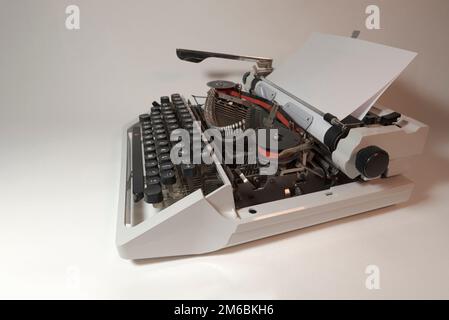 Typewriter 70s with red printed ribbon Right side Stock Photo