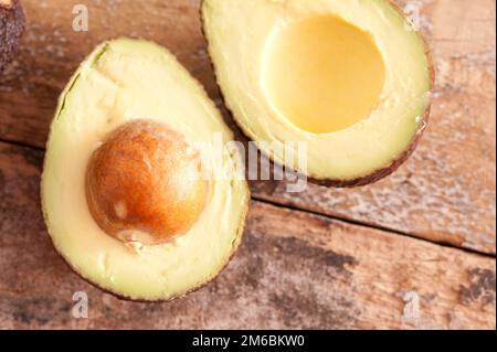 Ripe fresh halved avocado pear Stock Photo