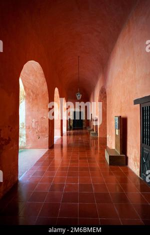 Interior of the Convent of San Bernardino of Sienna in Valladolid, Yucatan, Mexico Stock Photo