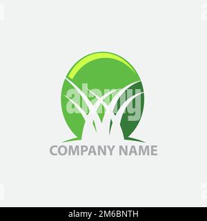 Green grass flat icon. Silhouette of grass. Green lawn. Template for your design. Vector illustration.EPS 10 Stock Vector