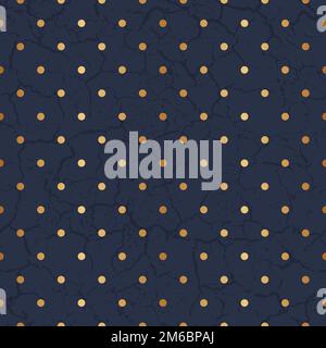 Gold dot seamless pattern. Repeating blue marble background. Little points texture. Repeated cyan motif for design prints. Repeat ornament. Delicate Stock Vector