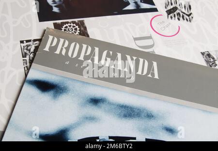 Viersen, Germany - January 2. 2023: Closeup of isolated vinyl record cover of propaganda german new wave band from Düsseldorf Stock Photo