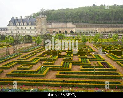 Formal Gardens at Villandry Chateau France Stock Photo