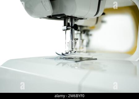Element sewing machine close up. isolated on white background Stock Photo