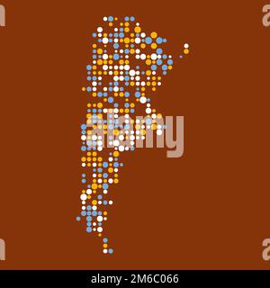 Argentina Map Silhouette Pixelated generative pattern illustration Stock Vector