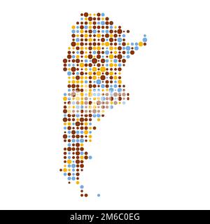 Argentina Map Silhouette Pixelated generative pattern illustration Stock Vector