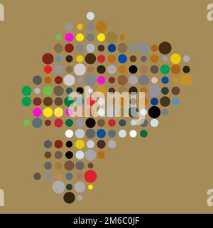 Ecuador Map Silhouette Pixelated generative pattern illustration Stock Vector