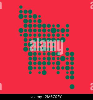Bangladesh Map Silhouette Pixelated generative pattern illustration Stock Vector