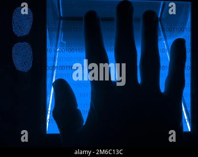 Cybersecurity digital fingerprint scanning Stock Photo