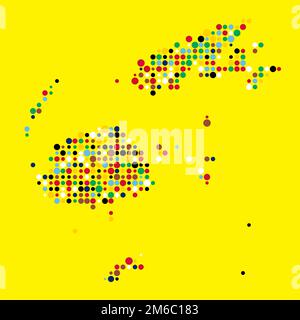 Fiji Map Silhouette Pixelated generative pattern illustration Stock Vector