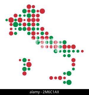 Italy Map Silhouette Pixelated generative pattern illustration Stock Vector