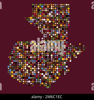 Guatemala Map Silhouette Pixelated generative pattern illustration Stock Vector