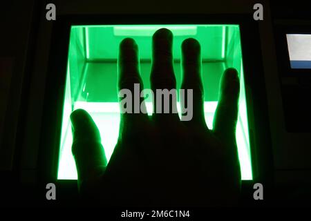 Cybersecurity digital fingerprint scanning Stock Photo