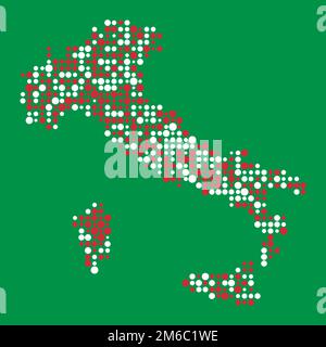 Italy Map Silhouette Pixelated generative pattern illustration Stock Vector